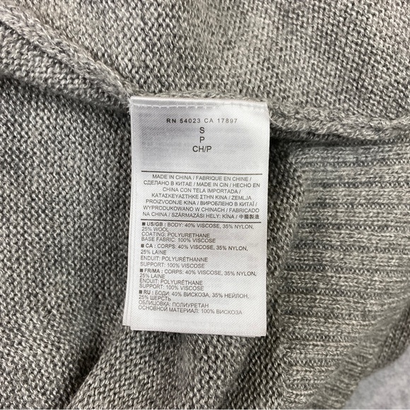 Banana Republic Gray Wool Blend Open Cardigan Long Sleeve Faux Leather Pockets S - Picture 5 of 5